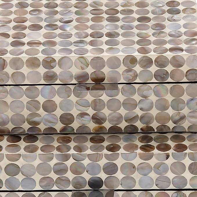 Deco 79 Mother of Pearl Shell Geometric Handmade Decorative Box Decorative Keepsake Boxes with Hinged Lid, Set of 2 Storage Boxes 12", 8"W, Cream