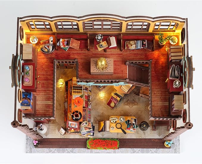 suruim DIY Book Nook Kit Bookend Puzzle Miniature Nook Library Bookshelf Insert Bookends Decoration Books Ornaments Gifts for Adults(Magic 1)