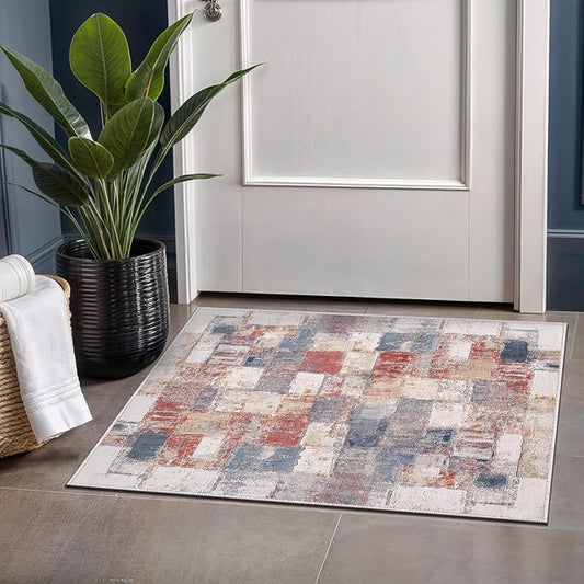 Beverly Rug Modern Abstract Entry Rug 2x3 Luxury Ultra Soft Vintage Indoor Area Rugs for Living Room Stain Resistant Non Shedding Indoor Carpet Alfombras para Salas Modernas (2 x 3 Multi)