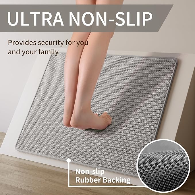 Water and Oil Absorbent Runner Rugs for Kitchen, Kitchen Mat in Front of Sink,Non-Slip Kitchen Rugs,Durable Imitation Linen Kitchen Mats，Kitchen Rug Runner Washable， 17x59 Gray Kitchen Rugs