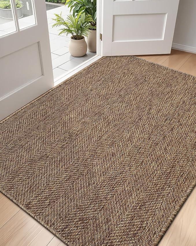 DEXI Dirt Trapper Door Mat, 48x72 Washable Doormat, Dirt Resistant and Absorbent, Easy Clean Low-Profile Floor Rugs for Entryway, Front Door, and Inside Entrance, Brown