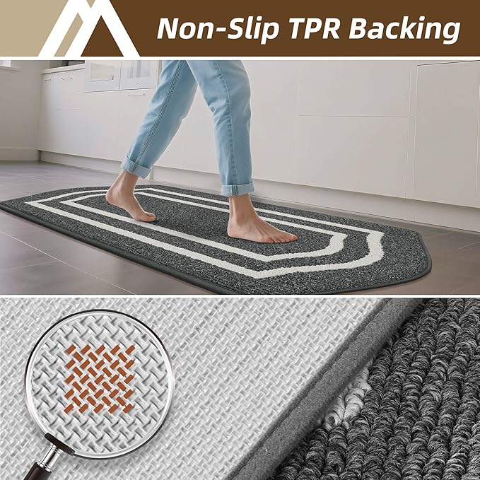 COSY HOMEER Long Kitchen Floor Mats for in Front of Sink Super Absorbent Kitchen Rugs and Mats 24"x79" Non-Skid Kitchen Mat Standing Mat Washable,Polypropylene,Dark Grey,Frame