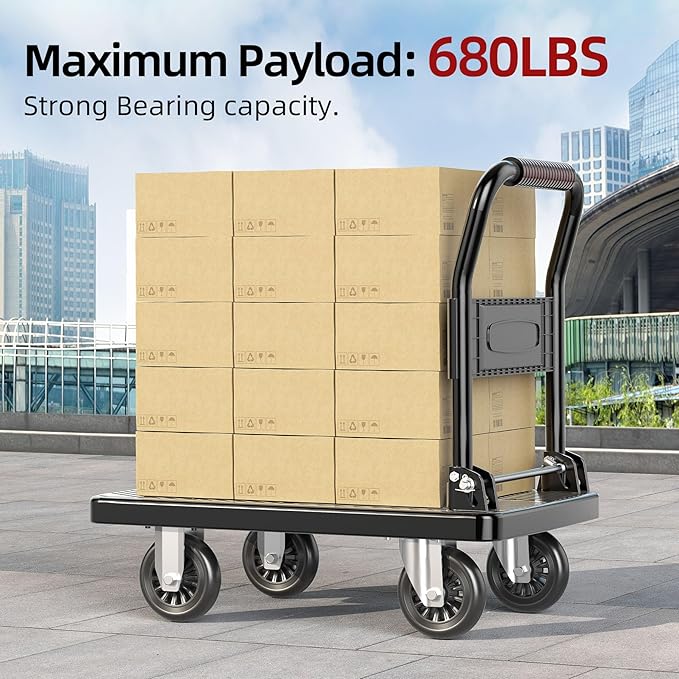 Foldable Push Cart Platform Cart,Moving Platform Hand Truck,Foldable for Easy Storage and 360 Degree Swivel Silent Wheel(880LBS).