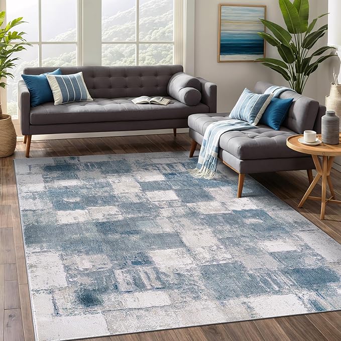 Beverly Rug Living Room Rug 8x10 Modern Luxury Ultra Soft Vintage Indoor Area Rugs for Kitchen Dining Room Stain Resistant Non Shedding Indoor Carpet Alfombras para Salas Modernas (8 x 10 Navy Blue)