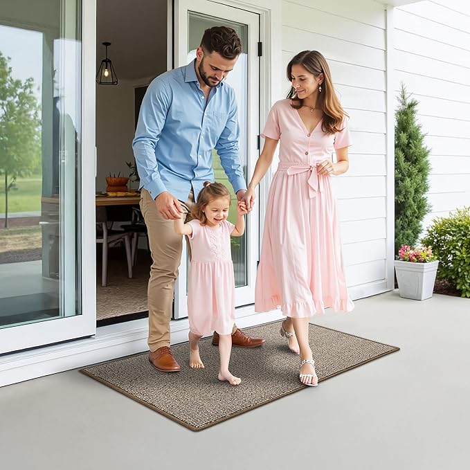 GRANNY SAYS Front Door Mat Outside Entrance, Door Mats for Entryway, Welcome Matt Non-Slip, Entryway Front Porch Mat Low Profile Resist Dirt Easy to Clean, 36"x24", Khaki Beige