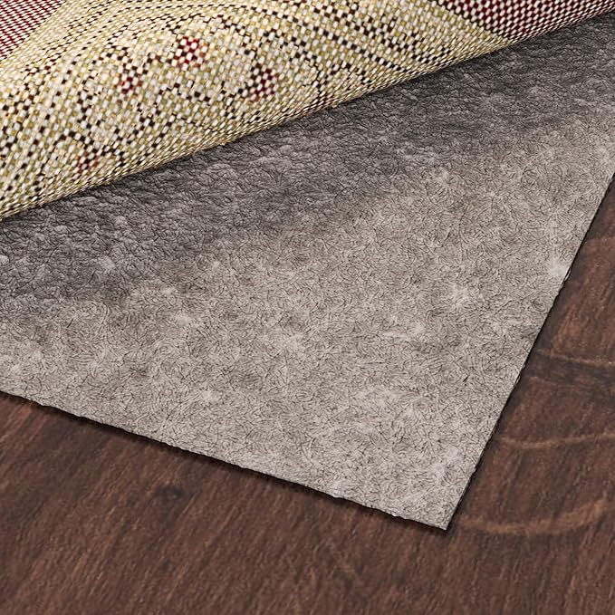 Ottomanson 3' x 7' Non-Slip Rug Pad Gripper 1/4 Inch Thick Dual Surface Felt + Rubber Gripper - Safe for All Floors, Brown