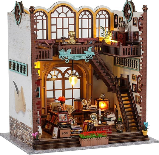 suruim DIY Book Nook Kit Bookend Puzzle Miniature Nook Library Bookshelf Insert Bookends Decoration Books Ornaments Gifts for Adults(Magic 1)