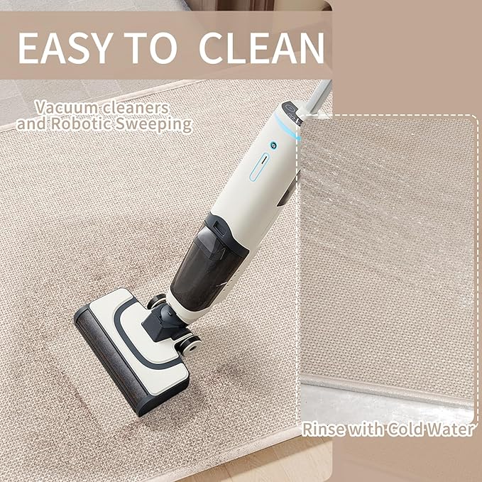 Kitchen mats for Floor Water and Oil Absorbent Runner Rugs for Kitchen, Kitchen Mat in Front of Sink,Non-Slip Kitchen Rugs,Durable Imitation Linen Kitchen Rug Beige 17x30+17x47