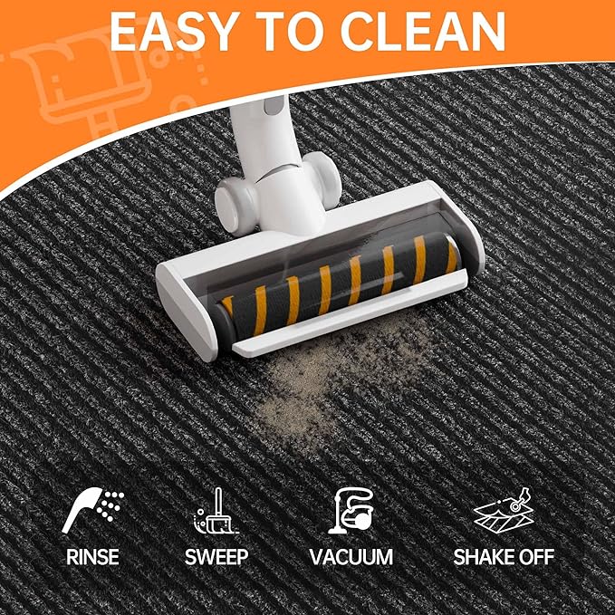 Indoor Outdoor Door Mat, 6’ x 3' Doormat for Entryway, Rubber Backing Non Slip Front Door Mat Outside Entrance, Super Absorbent Commercial Floor Mat for Home Office, Grey