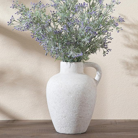 Ceramic Rustic Farmhouse Vase,8.85 Inch White Ceramic Decorative Flower for Home Decor Table Living Room Kitchen Bedroom Shelf Mantel Wedding Centerpiece Holiday & Wedding