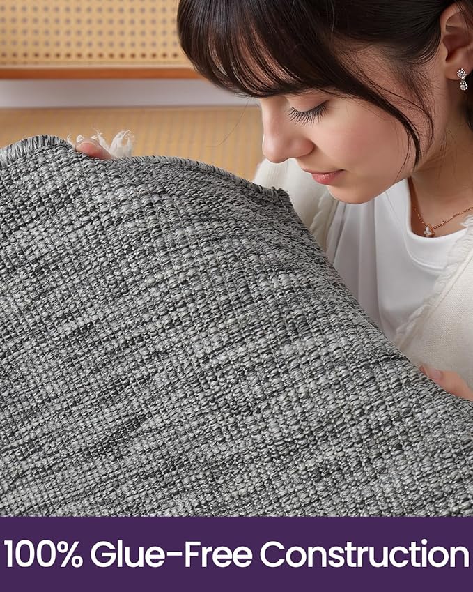DEXI Hallway Runner Rug 3.3x8, Woven Braided Farmhouse Runner Carpet Indoor, Absorbent Thin Long Entryway Runners for Kitchen, Laundry Room, Patio Entrance, Dark Grey