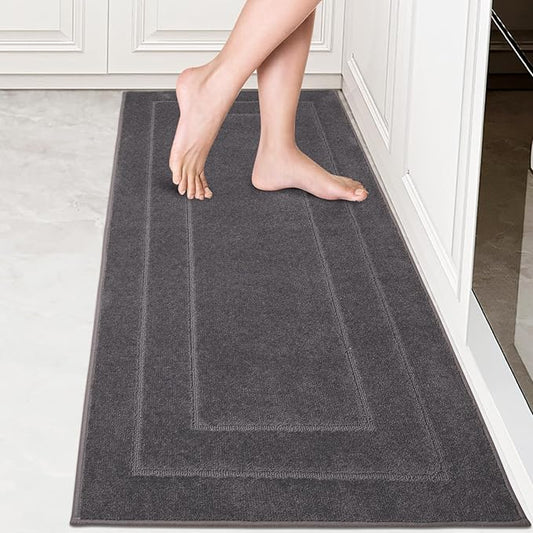 PURRUGS Machine Washable Kitchen Runner Rug 24" x 59", Non-Slip/Skid Hallway Runner Rug, Super Absorbent Soft Area Rug for Kitchen, Hallway & Laundry, Grey