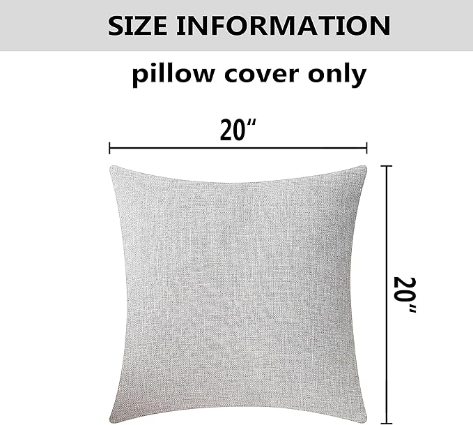 Home Brilliant Set of 2 Couch Throw Pillows Linen Decorative Pillow Covers for Couch Sofa, 20x20 inches(50cm), Light Grey
