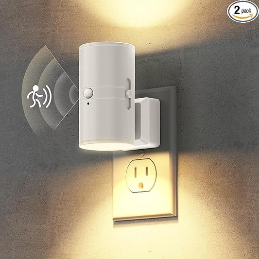 Briignite Motion Sensor Night Light,2 Pack Motion Activated Plug in Night Lights, 0-100LM Dimmable Soft White 3000K, Motion Sensor Light Indoor for Bathroom Hallway Bedroom Stairway Kid Elderly Pet
