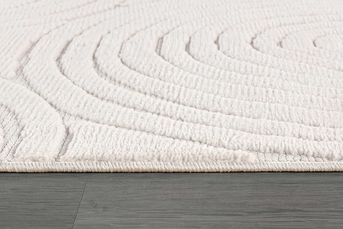 Beverly Rug Micro Loop Area Rug Light Gray 5x7 Geometric Modern Luxury Circular Durable Soft Indoor Rugs for Living Dining Room Office Stain Resistant Non Shedding Casual Indoor Carpet 5 x 7