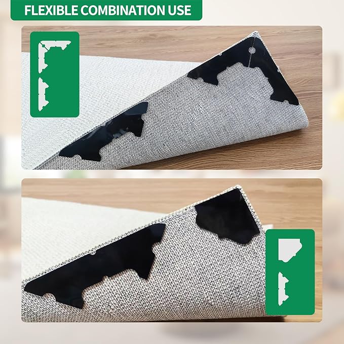 32 PCS Carpet Tape,Non Slip Carpet Pads for Area Rugs on Hardwood Floors,Laminate,Tile,LVP Floors,Reusable and Removable Rug Corner Pads with No Residue