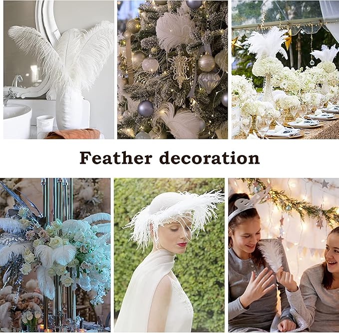 NEWONG 30pcs Blue Green Ostrich Feathers Natural Bulk 8-10inch(20-25cm) Vase Craft Wedding Home Party Centerpieces Christmas Day Decoration
