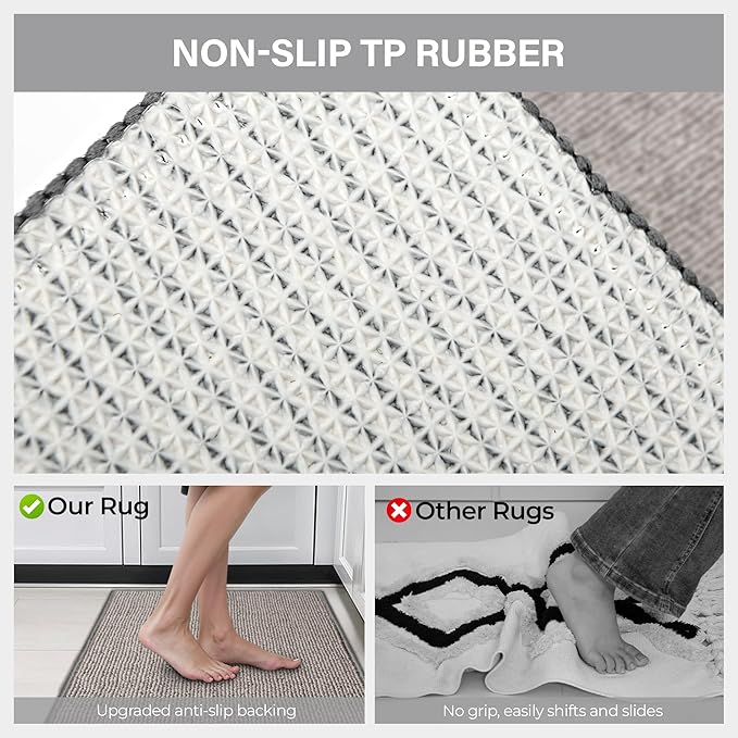 GRANNY SAYS Front Door Mat Outside Entrance, Door Mats for Entryway, Welcome Matt Non-Slip, Large Front Porch Mat Low Profile Resist Dirt, 36" x 60", Grey Beige