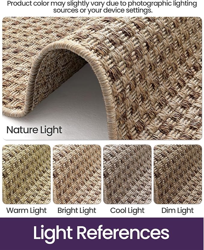 DEXI Dirt Trapper Door Mat, 31x48 Washable Doormat, Dirt Resistant and Absorbent, Easy Clean Low-Profile Floor Rugs for Entryway, Front Door, and Inside Entrance, Checkered Beige