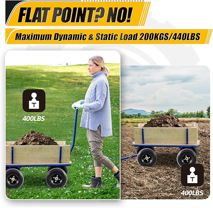 MZREXN 2-Pack 10" Flat Free Solid Tires 4.10/3.50-4 Tire and Wheel, with 5/8" Axle Bore Hole, 2"-2.2" Offset Hub, for Hand Truck, Garden Cart,Trolleys, Yard Trailers, Utility Cart, Black
