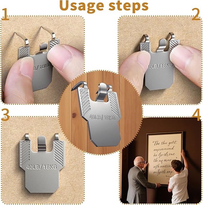 New Picture Hangers Claw Hooks for Drywall, 20-Piece Set - Hardened Steel Claw Design, Tool-Free Installation, Holds Up to 40 lbs, Perfect for Home & Office Decor