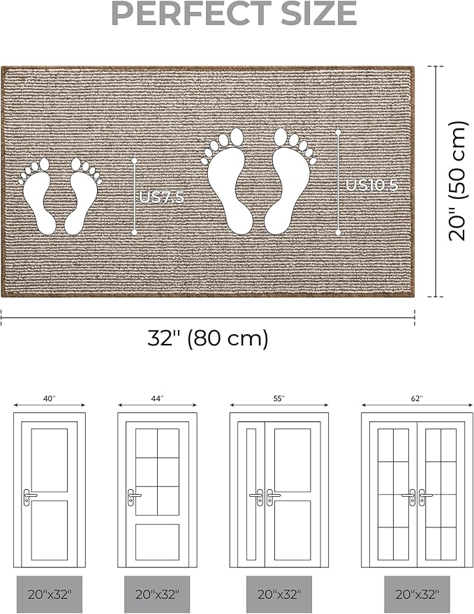 GRANNY SAYS Front Door Mat Outside Entrance, Door Mats for Entryway, Welcome Matt Non-Slip, Entryway Front Porch Mat Low Profile Resist Dirt Easy to Clean, 32"x20", Khaki Beige
