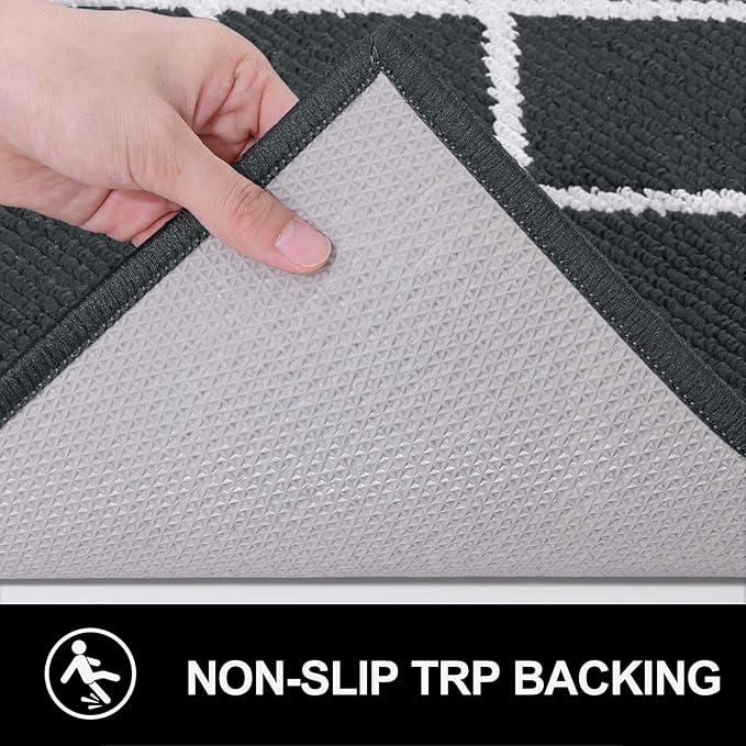 Finchitty Indoor Door Mat, Dirt Resistant and Absorbent, Low-Profile, Non-Slip, Washable Inside Floor Mats for Front Door, Back, and Entrance, 32" x 20", Charcoal