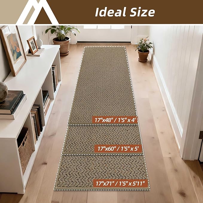 COSY HOMEER Door Mat 17" x 48" Non Slip Absorbent Entryway Rugs Dirt Trapper Doormats Washable Entrance Mats Low Pile Welcome Floor Mat for Front Back Door and Entry Mats,Taupe(Roll Packing)