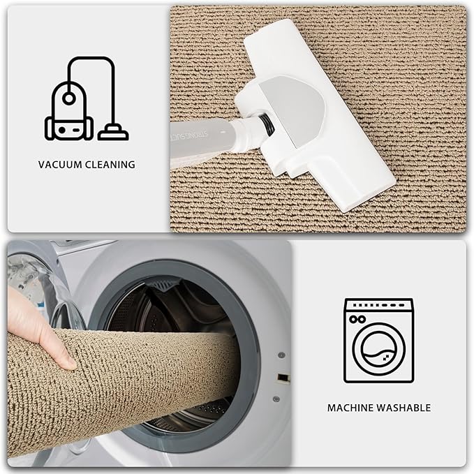 PURRUGS Machine Washable Kitchen Rug 32" x 48", Non-Slip/Skid Kitchen Runner Rugs & Floor Mats, Super Absorbent Soft Area Rugs for Sink, Kitchen & Laundry, Rolled Packaging, Beige