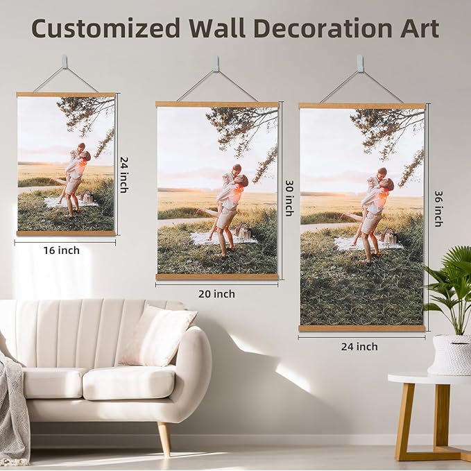 Custom Photo Prints with Magnetic Hanger Frame Canvas Poster Prints With Your Photos Personalized Pictures Wall Art Decor Framed Gift for Mom/Women(24''x30'')