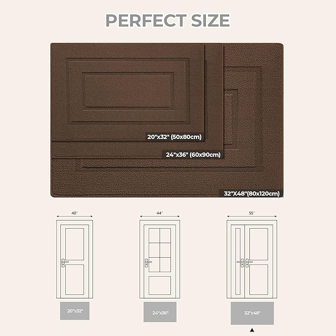 GRANNY SAYS Front Door Mat Outside Entrance, Welcome Matt Non-Slip, Outdoor Door Mats for Entryway, Long Front Porch Mat Low Profile Resist Dirt Easy to Clean, 48"x32", Dark Brown