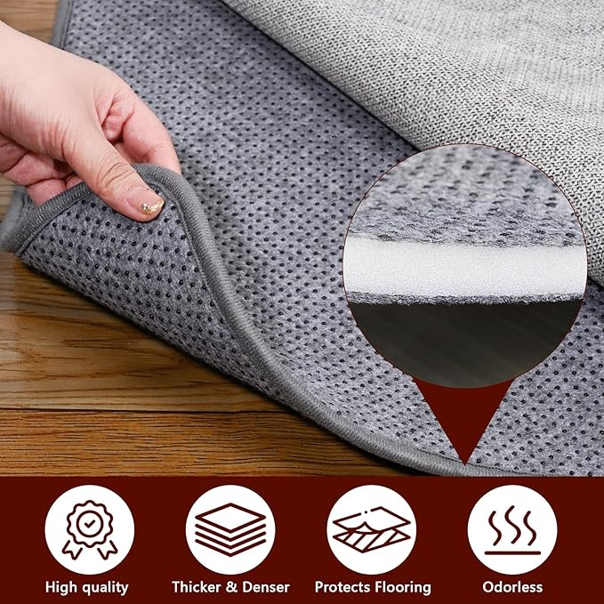 Non Slip Rug Pad Gripper, 3 x 5 Ft Extra Thick Foam Under Area Rug Carpet Pads for Any Hard Surface Floors, Keep Your Carpets Safe and in Place, Prevent Rug from Wrinkling or Buckling