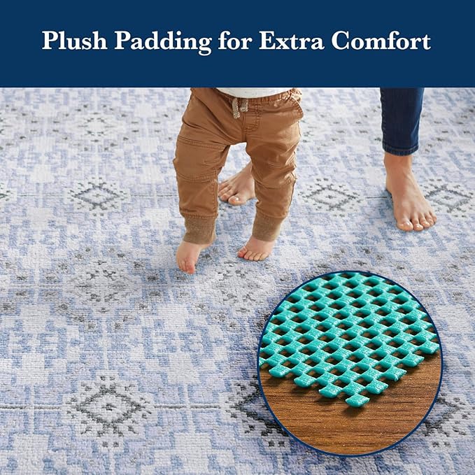Veken 5x7 Ft Rug Pad Gripper for Hardwood Floors, Non Slip Cyan Rug Pads for Area Rugs, Thick Rug Grippers for Tile Floors, Under Carpet Anti Skid Mat, Keep Your Rugs Safe and in Place