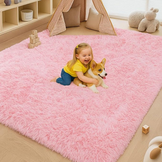 Mtandyx 6x9 Rugs for Living Room, Rugs for Bedroom,Plush Fluffy Carpet, Non-Slip Upgrade Pink Rug, Suitable for Kids Dorm Home Decor Aesthetics.