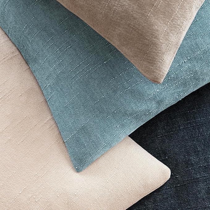 Foindtower Pack of 2 Soft Textured Chenille Throw Decorative Pillow Covers Square Accent Solid Cushion Cover Neutral Lumbar Pillow Case for Couch Sofa Bedroom Living Room 12x20 Inch,Light Blue