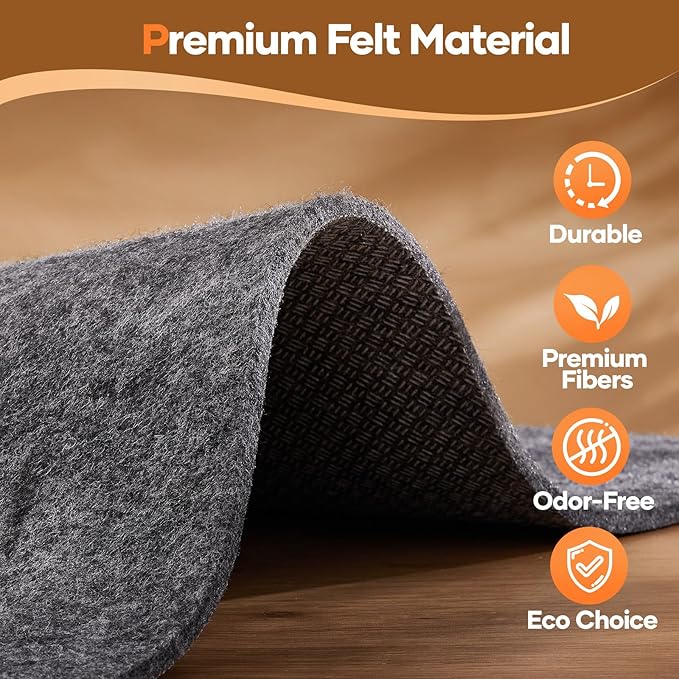 Veken Non Slip Cushioned Rug Pad Gripper 6 x 9 Ft, Felt and Silicone Backing, 1/4 inch Thick Carpet Liner for Hardwood Floors and Finishes, Under Area Rugs Anti Skid Mat, Keep Rugs Safe and in Place