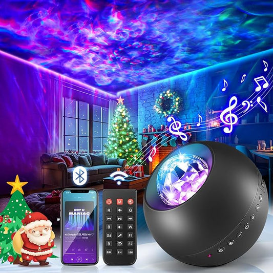 One Fire Galaxy Projector, Vibrant Galaxy Light Projector, White Noise & Bluetooth Room Lights for Bedroom,Remote Timer Kids Night Light,Cute Room Decor for Teen Girl Valentine's Day Gifts