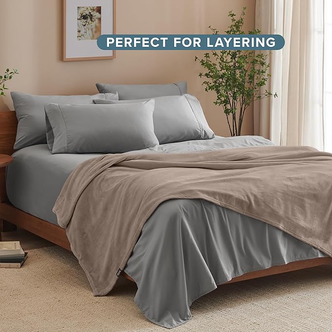 Bare Home Fleece Blanket - King Size - Ultra-Soft Lightweight for Bed, Sofa, and Couch - Luxury Microplush - Cozy Warm Blanket (King, Taupe)