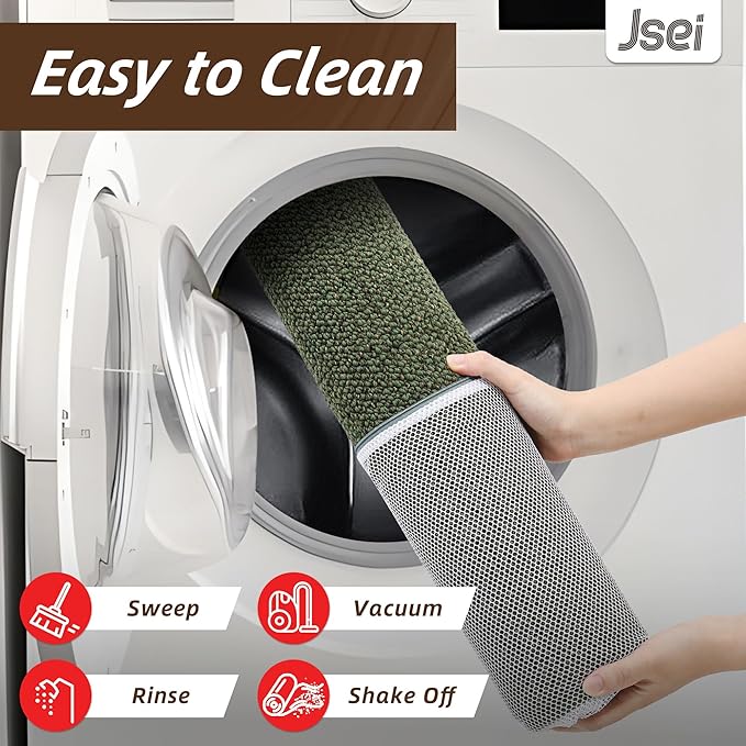 JSEI Kitchen Rugs, 17''x30'' Non-Slip Kitchen Mats for Floor, Machine Washable Absorbent and Stain Resistant Kitchen Runner, Carpet Mats with TPR Backing for Kitchen, Green