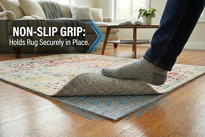 Rugs.com - 3' x 5' Everyday Performance Rug Pad 1/4" Thick Felt & Non-Slip Backing Perfect for Any Flooring Surface