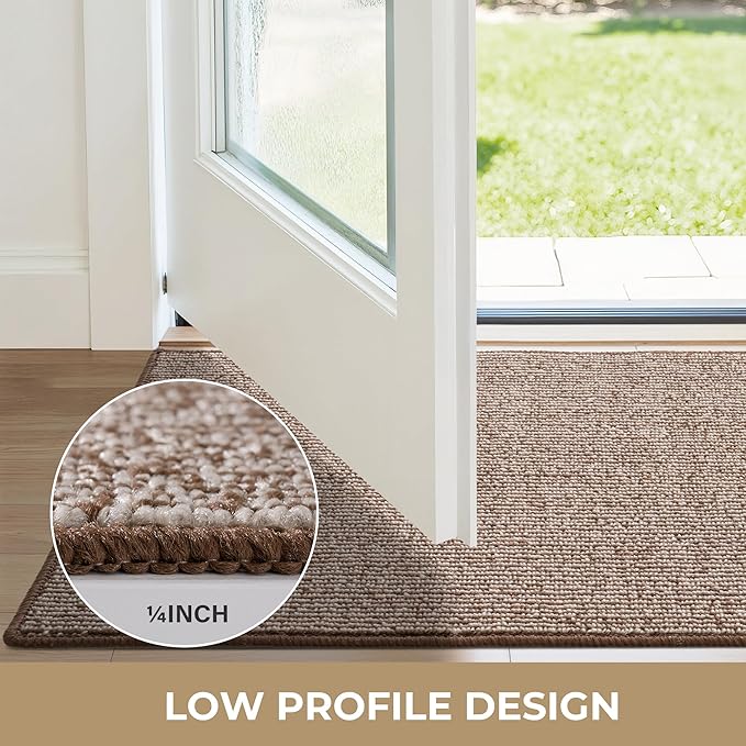 GRANNY SAYS Front Door Mat Outside Entrance, Door Mats for Entryway, Welcome Matt Non-Slip, Large Front Porch Mat Low Profile Resist Dirt, 36" x 60", Brown Beige