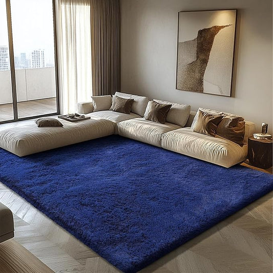 Shag Area Rug for Bedroom 4x6,Blue Fluffy Area Rugs for Living Room,Soft Fuzzy Rug Non-Shedding Indoor Plush Carpet for Kids Bedroom Nursery Dorm Home Decor