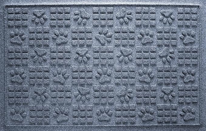 WaterHog Durable Indoor Outdoor Mat – Slip-Resistant Water Trapping Door Mat for Entryway, Porch, Garage, Mudrooms, Patios, Decorative Floor Covering, Made in USA, Dog Paw Design, Bluestone, 2' x 3'