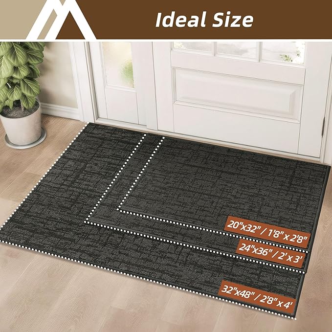 COSY HOMEER-Door-Mat Dirt Trapper Entryway Rugs 20"x32" Non Slip Washable Entrance Mats Absorbent Welcome Mat Low Profile Dog Door Mats for Front Back Doomats and Wet Shoes,Dark Grey