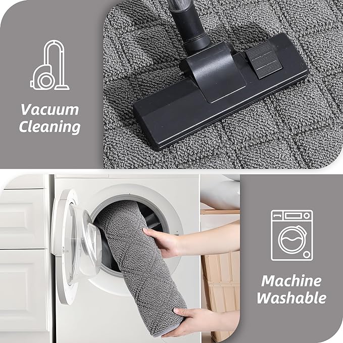 BEQHAUSE Dirt Trapper Door Mat 32" x 48", Non-Slip Washable Doormats Welcome Mat, Dirt Resistant and Absorbent Entrance Mat, Low Profile Floor Mats for Front Back Door, Entryway, Grey