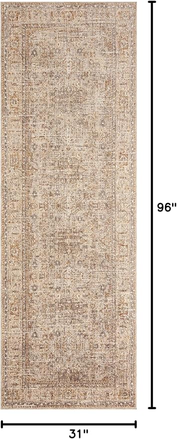 Loloi Angela Rose Blake Collection BLA-06 Oatmeal/Spice 2'-7" x 8'-0", .25" Pile Height, Fringe, Runner Rug
