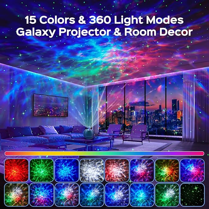 Star Projector for Bedroom Galaxy Projector for Bedroom, 15 White Noise Sound Machine for Sleep 15-Color Galaxy Light Projector for Bedroom,Bluetooth Star Lights Teen Girl Gifts Trendy Stuff Boy Gifts