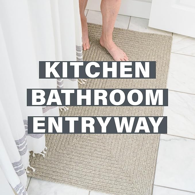 Slate Grey Small Braided Rug 20"x30" - Rectangle, Indoor Outdoor Washable - Country Decor for Bathrooms and Entryways - Beautiful, Durable, Waterproof, Pet Friendly and Soft