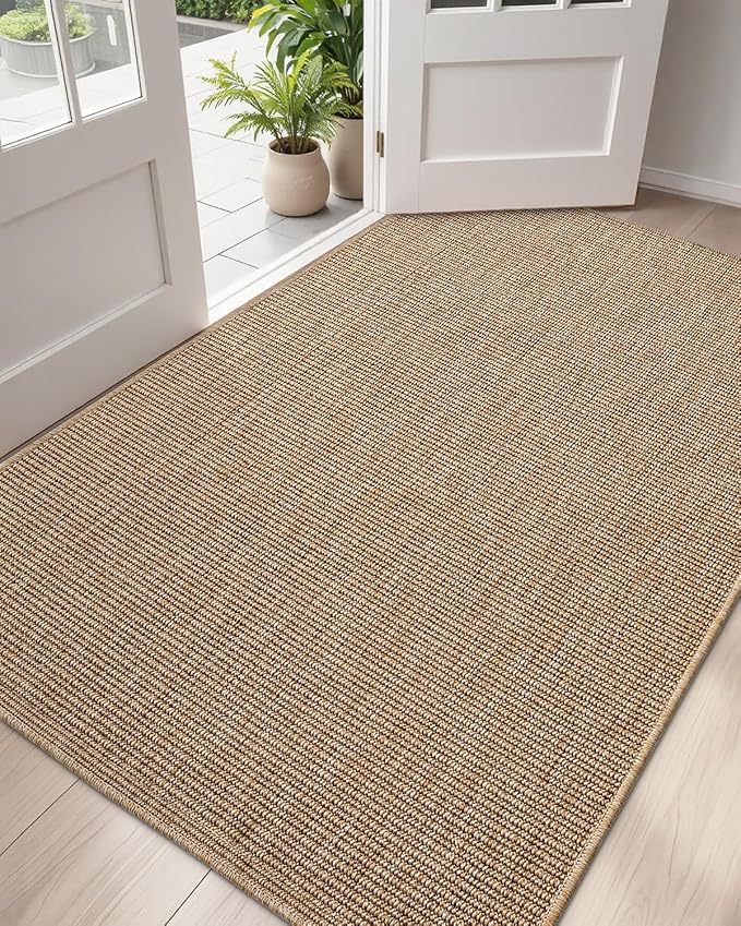 DEXI Dirt Trapper Door Mat, 31x48 Washable Doormat, Dirt Resistant and Absorbent, Easy Clean Low-Profile Floor Rugs for Entryway, Front Door, and Inside Entrance, Beige