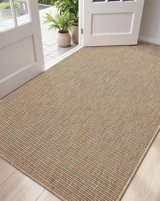 DEXI Dirt Trapper Door Mat, 31x48 Washable Doormat, Dirt Resistant and Absorbent, Easy Clean Low-Profile Floor Rugs for Entryway, Front Door, and Inside Entrance, Beige